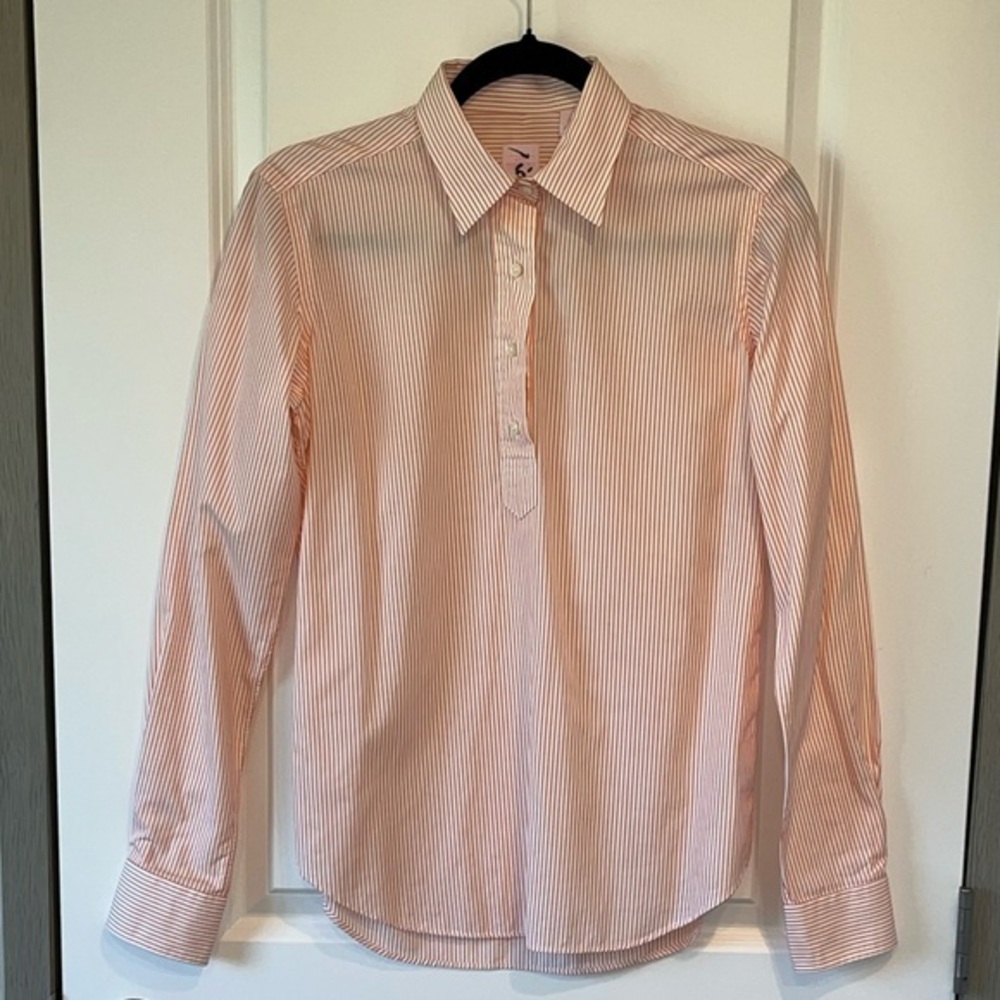 ANN MASHBURN Cotton Popover Collared 1/2 Button Stripe Women’s M Shirt